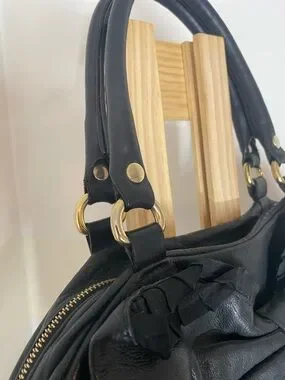 Valentino | Bags | Red Valentino Black Leather Bow Satchel Slouchy ...